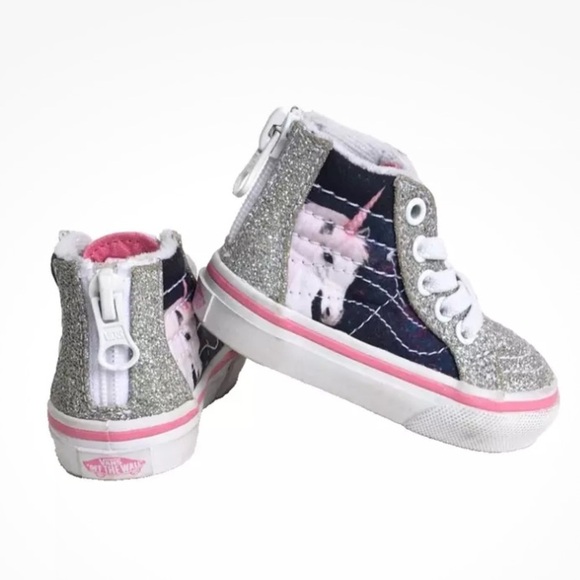 VANS for Toddler Girls High Top with Glitter and Unicorns, size 5 - Picture 2 of 11